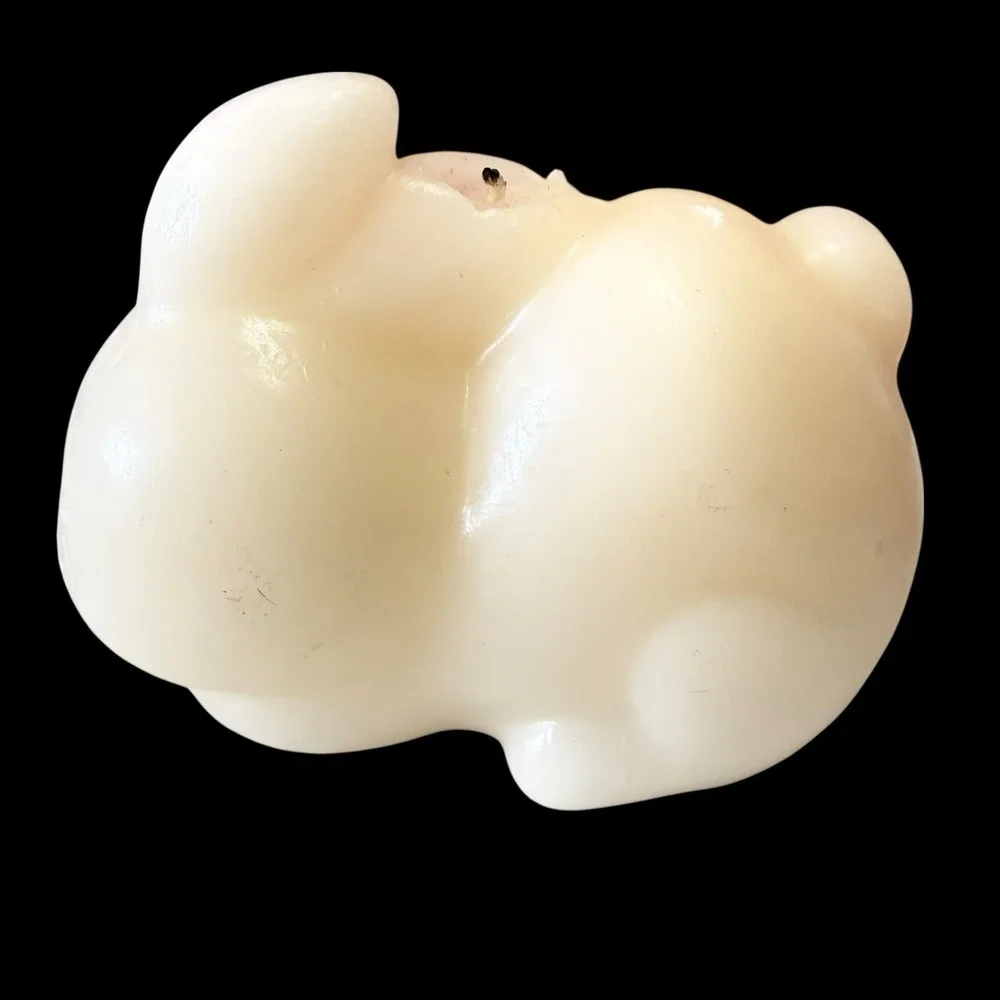 Vtg Unbranded Scuplted‎ Easter Bunny Rabbit Shaped Candle Unscented White & Pink